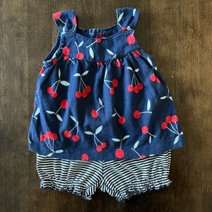 Girls Cherry Print and Stripe Matching Set Size 6M Baby